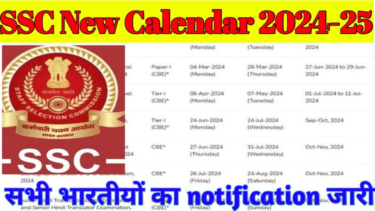 SSC New Exam Calendar Release