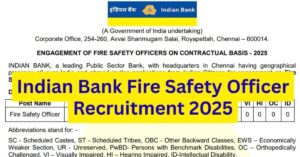 Indian Bank Fire Safety Officer Jobs