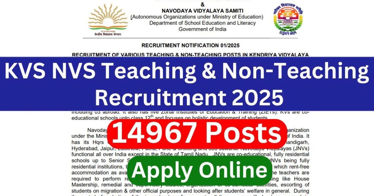 KVS NVS Teaching & Non-Teaching Recruitment 2025
